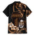 Brown Hafa Adai Guam Family Matching Off Shoulder Maxi Dress and Hawaiian Shirt Chamorro Latte Stone Hand With Plumeria