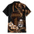 Brown Hafa Adai Guam Family Matching Short Sleeve Bodycon Dress and Hawaiian Shirt Chamorro Latte Stone Hand With Plumeria