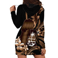 Brown Hafa Adai Guam Hoodie Dress Chamorro Latte Stone Hand With Plumeria