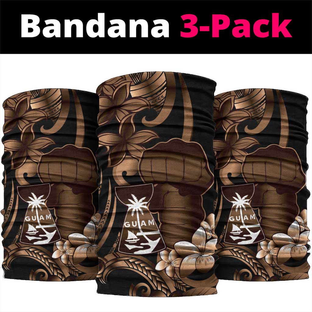 Brown Hafa Adai Guam Neck Gaiter Chamorro Latte Stone Hand With Plumeria - Polynesian Pride