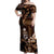 Brown Hafa Adai Guam Off Shoulder Maxi Dress Chamorro Latte Stone Hand With Plumeria