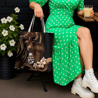 Brown Hafa Adai Guam Tote Bag Chamorro Latte Stone Hand With Plumeria - Polynesian Pride