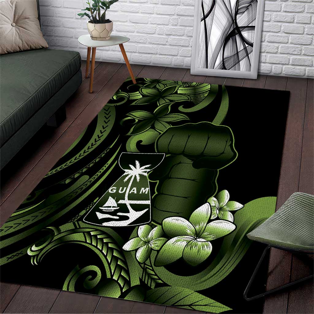 Green Hafa Adai Guam Area Rug Chamorro Latte Stone Hand With Plumeria