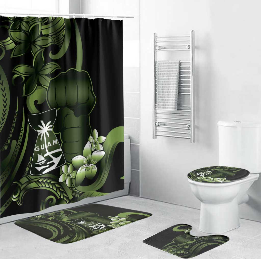 Green Hafa Adai Guam Bathroom Set Chamorro Latte Stone Hand With Plumeria - Polynesian Pride