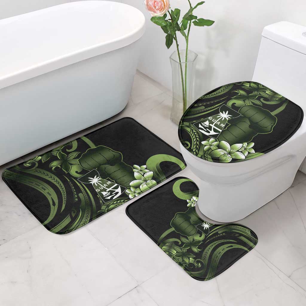Green Hafa Adai Guam Bathroom Set Chamorro Latte Stone Hand With Plumeria - Polynesian Pride