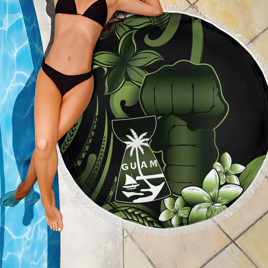 Green Hafa Adai Guam Beach Blanket Chamorro Latte Stone Hand With Plumeria