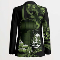 Green Hafa Adai Guam Blazer Chamorro Latte Stone Hand With Plumeria - Polynesian Pride