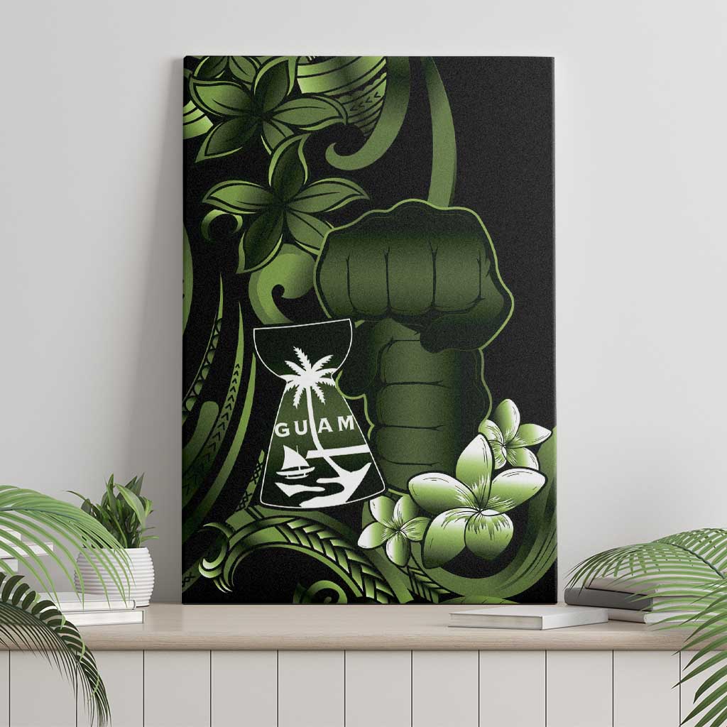 Green Hafa Adai Guam Canvas Wall Art Chamorro Latte Stone Hand With Plumeria