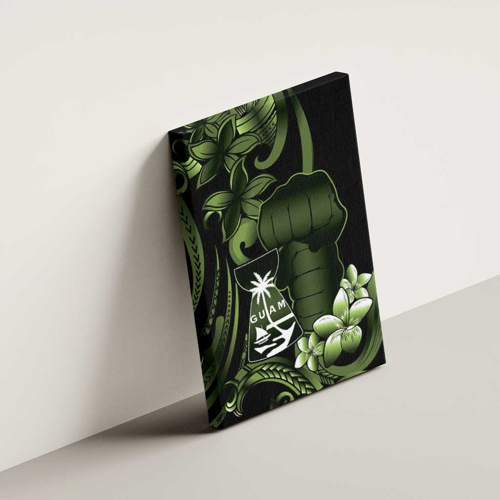 Green Hafa Adai Guam Canvas Wall Art Chamorro Latte Stone Hand With Plumeria