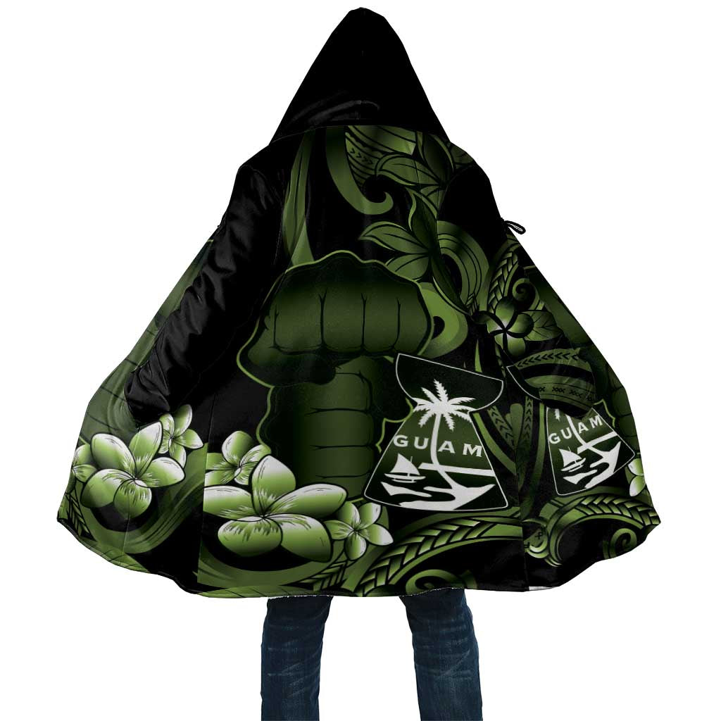 Green Hafa Adai Guam Cloak Chamorro Latte Stone Hand With Plumeria - Polynesian Pride