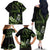 Green Hafa Adai Guam Family Matching Off The Shoulder Long Sleeve Dress and Hawaiian Shirt Chamorro Latte Stone Hand With Plumeria