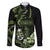 Green Hafa Adai Guam Family Matching Off Shoulder Maxi Dress and Hawaiian Shirt Chamorro Latte Stone Hand With Plumeria