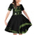 Green Hafa Adai Guam Family Matching Off Shoulder Short Dress and Hawaiian Shirt Chamorro Latte Stone Hand With Plumeria