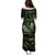 Green Hafa Adai Guam Family Matching Puletasi and Hawaiian Shirt Chamorro Latte Stone Hand With Plumeria