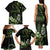 Green Hafa Adai Guam Family Matching Tank Maxi Dress and Hawaiian Shirt Chamorro Latte Stone Hand With Plumeria