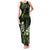 Green Hafa Adai Guam Family Matching Tank Maxi Dress and Hawaiian Shirt Chamorro Latte Stone Hand With Plumeria