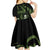 Green Hafa Adai Guam Kid Short Sleeve Dress Chamorro Latte Stone Hand With Plumeria