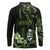 Green Hafa Adai Guam Long Sleeve Polo Shirt Chamorro Latte Stone Hand With Plumeria