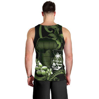 Green Hafa Adai Guam Men Tank Top Chamorro Latte Stone Hand With Plumeria