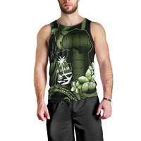 Green Hafa Adai Guam Men Tank Top Chamorro Latte Stone Hand With Plumeria