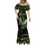 Green Hafa Adai Guam Mermaid Dress Chamorro Latte Stone Hand With Plumeria