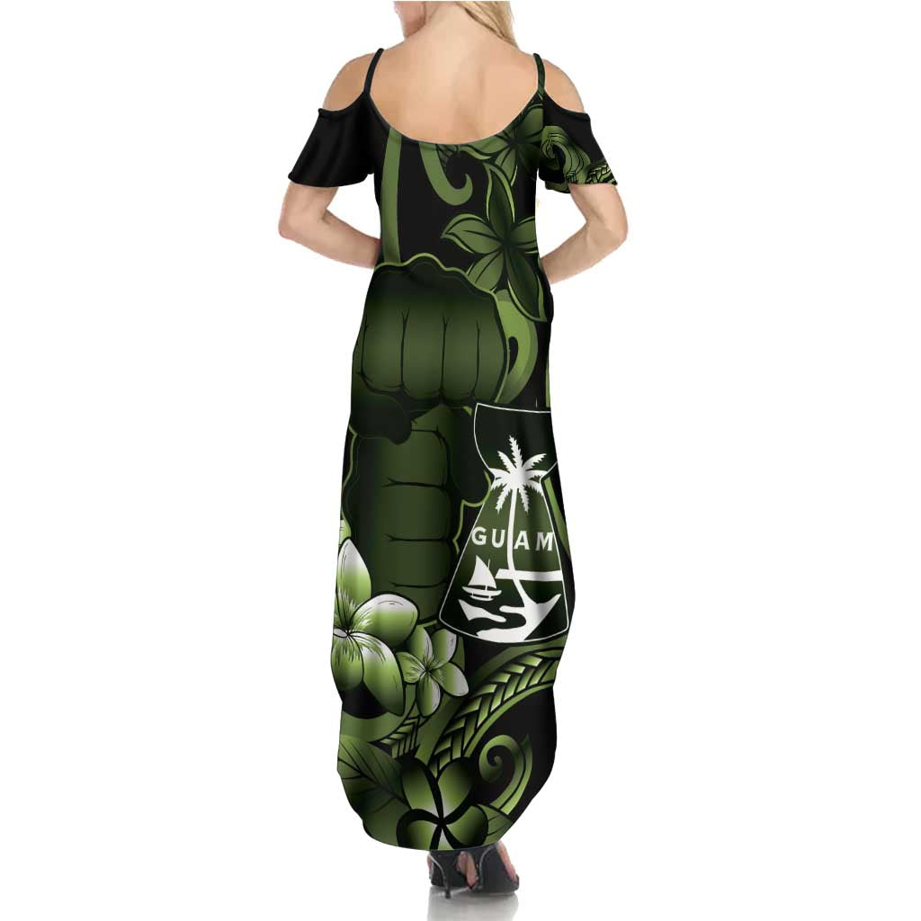 Green Hafa Adai Guam Summer Maxi Dress Chamorro Latte Stone Hand With Plumeria