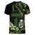 Green Hafa Adai Guam Women V-Neck T-Shirt Chamorro Latte Stone Hand With Plumeria