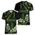 Green Hafa Adai Guam Women V-Neck T-Shirt Chamorro Latte Stone Hand With Plumeria