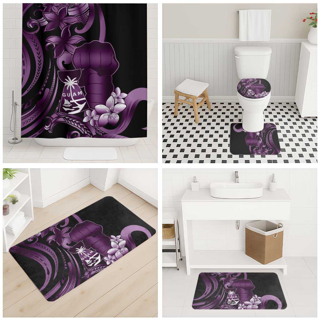 Purple Hafa Adai Guam Bathroom Set Chamorro Latte Stone Hand With Plumeria - Polynesian Pride