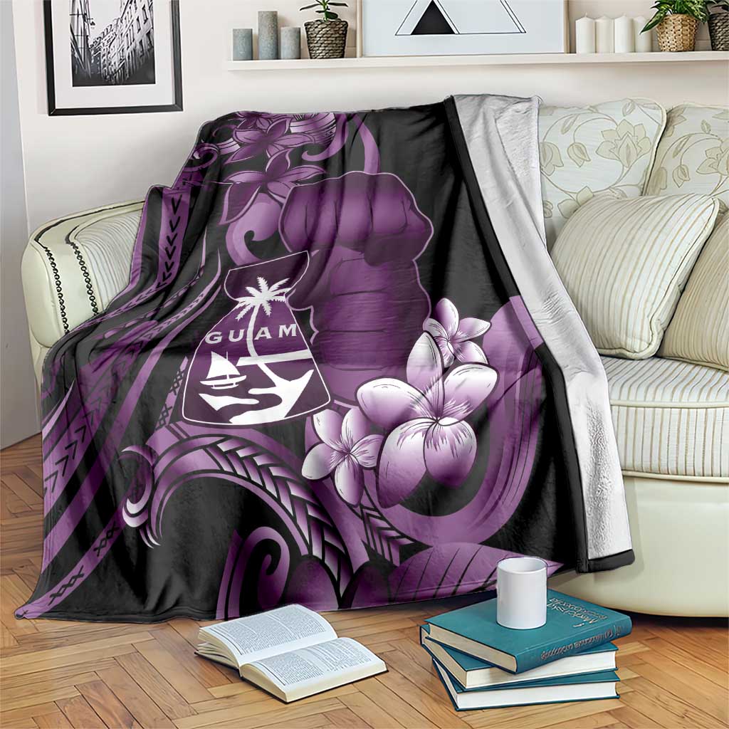 Purple Hafa Adai Guam Blanket Chamorro Latte Stone Hand With Plumeria