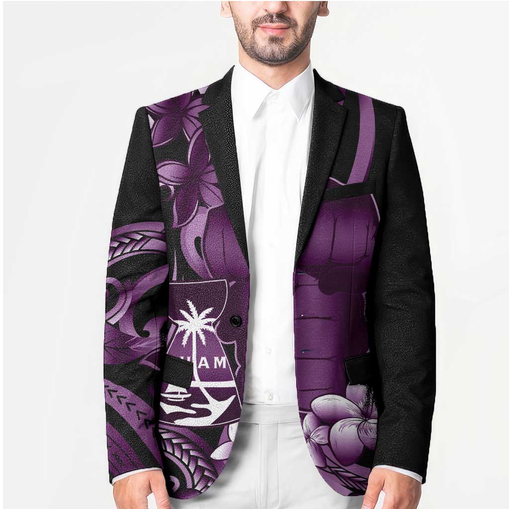 Purple Hafa Adai Guam Blazer Chamorro Latte Stone Hand With Plumeria - Polynesian Pride