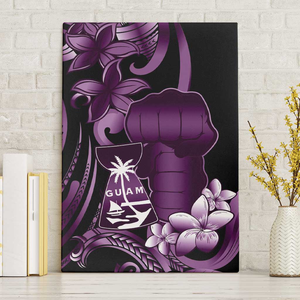 Purple Hafa Adai Guam Canvas Wall Art Chamorro Latte Stone Hand With Plumeria
