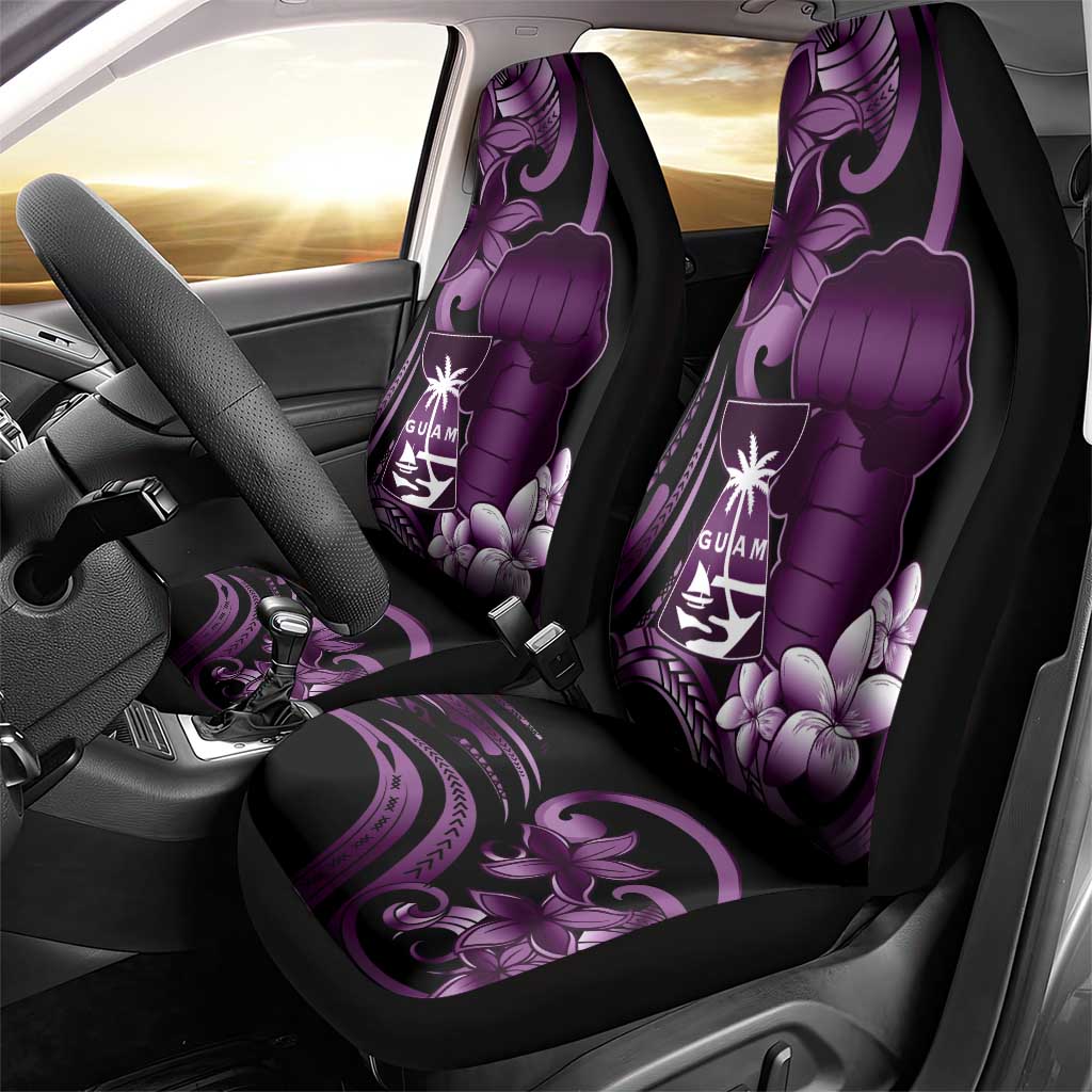 Purple Hafa Adai Guam Car Seat Cover Chamorro Latte Stone Hand With Plumeria