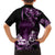 Purple Hafa Adai Guam Family Matching Off Shoulder Maxi Dress and Hawaiian Shirt Chamorro Latte Stone Hand With Plumeria