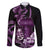Purple Hafa Adai Guam Family Matching Off Shoulder Maxi Dress and Hawaiian Shirt Chamorro Latte Stone Hand With Plumeria