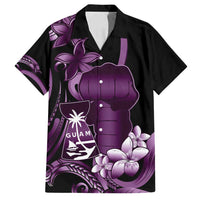 Purple Hafa Adai Guam Family Matching Summer Maxi Dress and Hawaiian Shirt Chamorro Latte Stone Hand With Plumeria