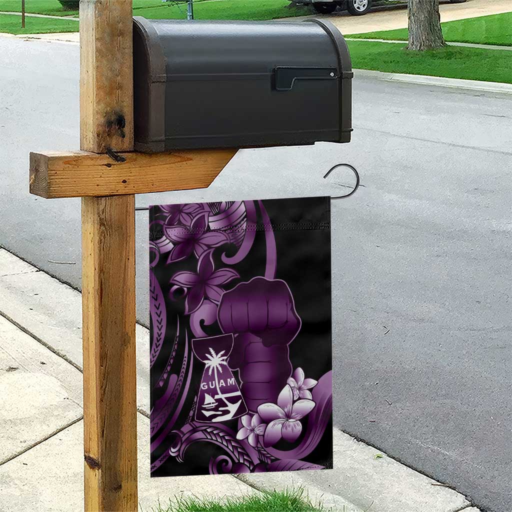 Purple Hafa Adai Guam Garden Flag Chamorro Latte Stone Hand With Plumeria