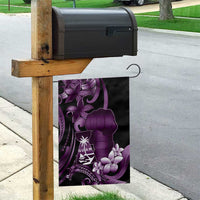 Purple Hafa Adai Guam Garden Flag Chamorro Latte Stone Hand With Plumeria