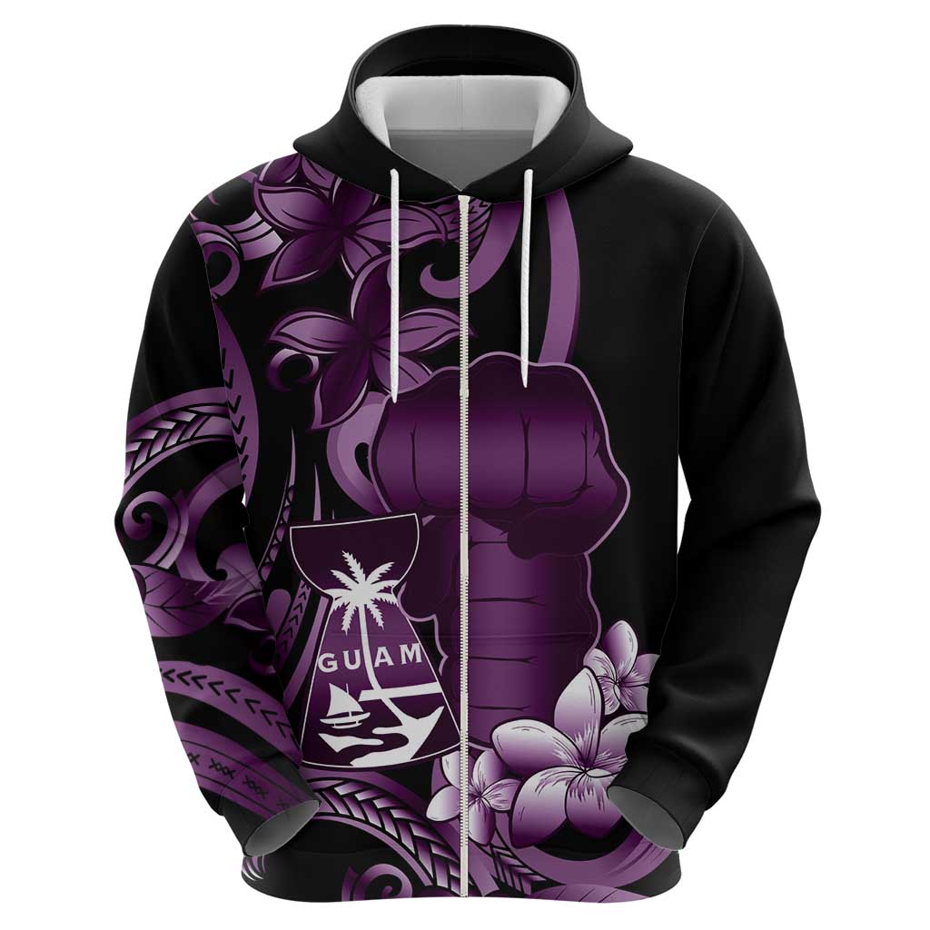 Purple Hafa Adai Guam Hoodie Chamorro Latte Stone Hand With Plumeria