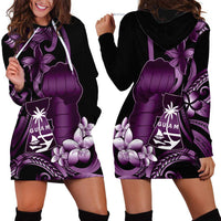 Purple Hafa Adai Guam Hoodie Dress Chamorro Latte Stone Hand With Plumeria