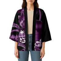 Purple Hafa Adai Guam Kimono Chamorro Latte Stone Hand With Plumeria - Polynesian Pride