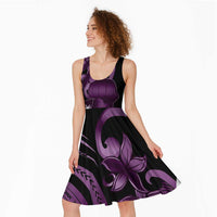 Purple Hafa Adai Guam Midi Dress Chamorro Latte Stone Hand With Plumeria - Polynesian Pride