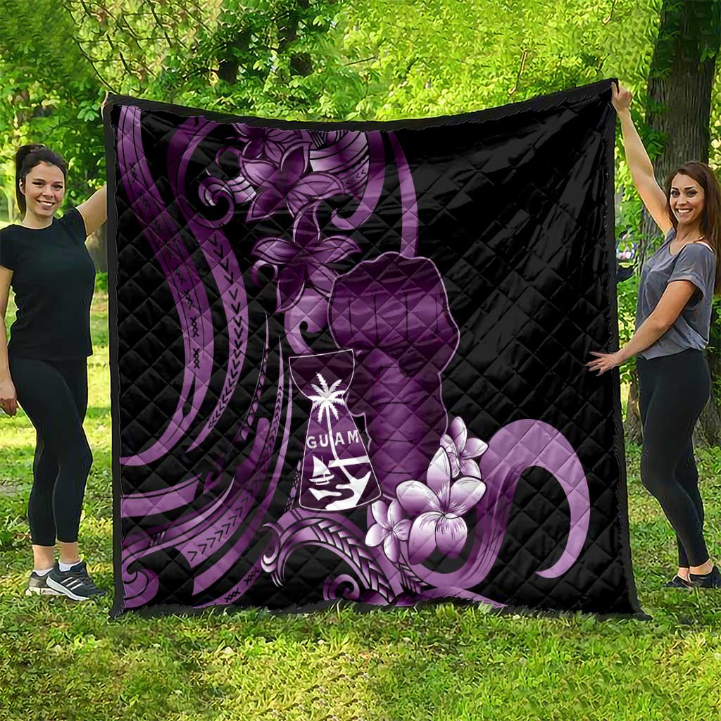 Purple Hafa Adai Guam Quilt Chamorro Latte Stone Hand With Plumeria