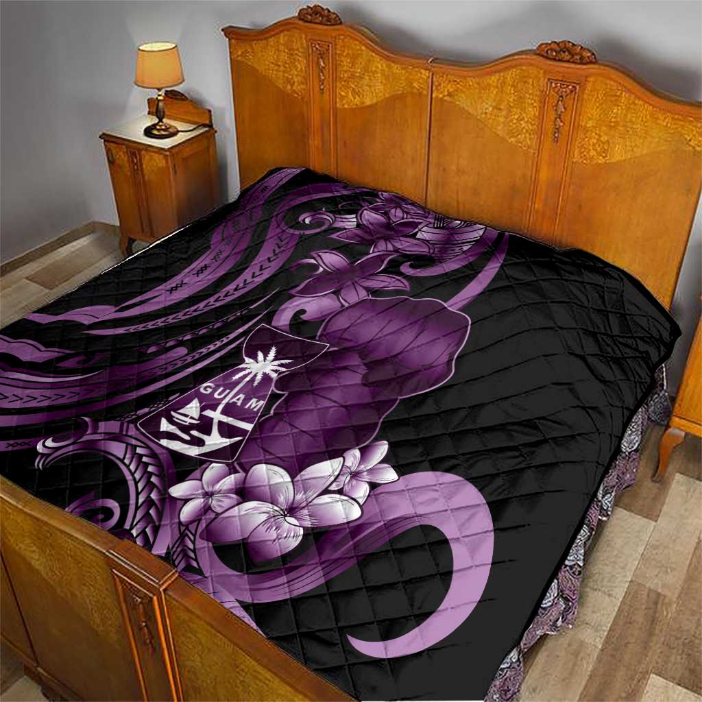 Purple Hafa Adai Guam Quilt Chamorro Latte Stone Hand With Plumeria