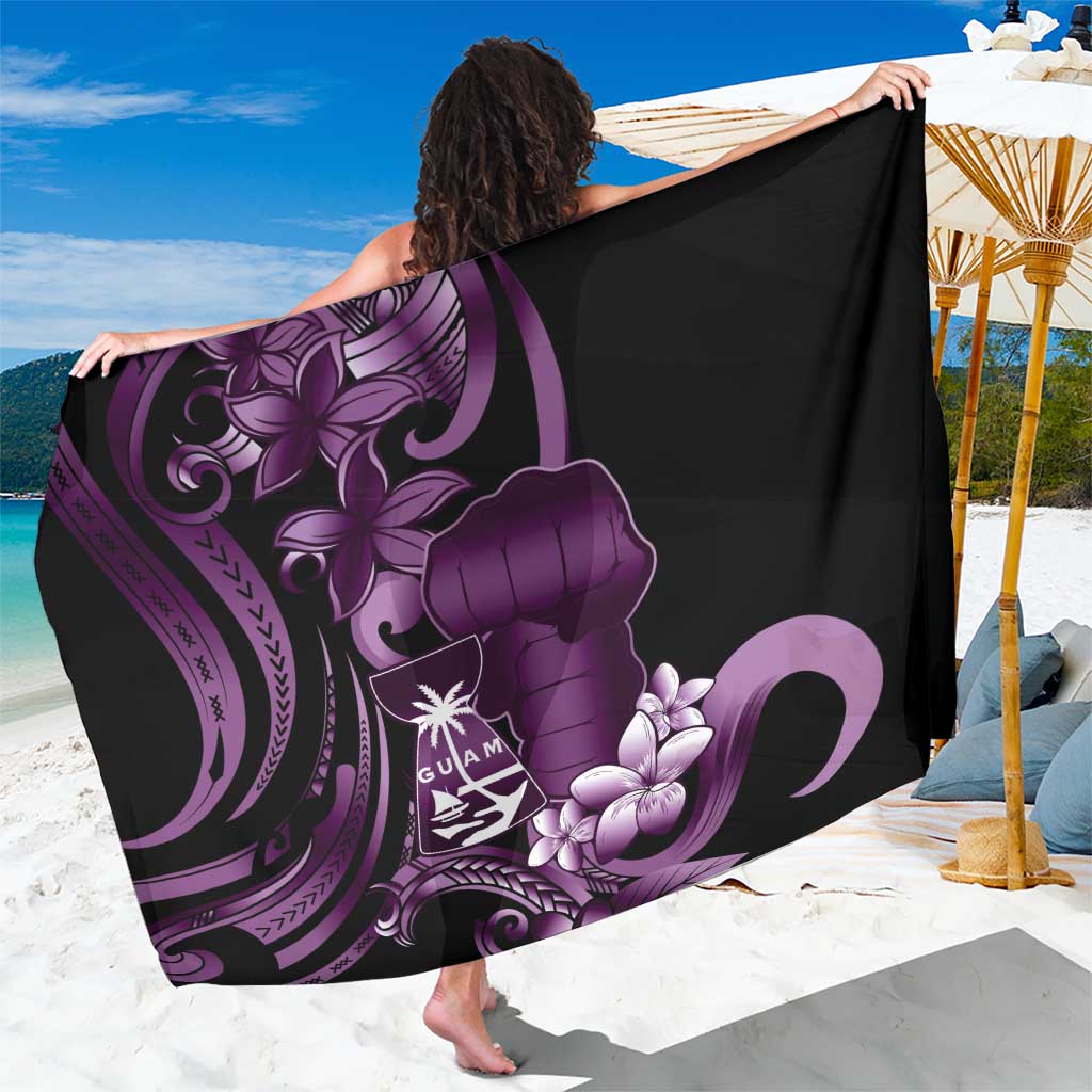 Purple Hafa Adai Guam Sarong Chamorro Latte Stone Hand With Plumeria