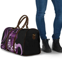 Purple Hafa Adai Guam Travel Bag Chamorro Latte Stone Hand With Plumeria - Polynesian Pride