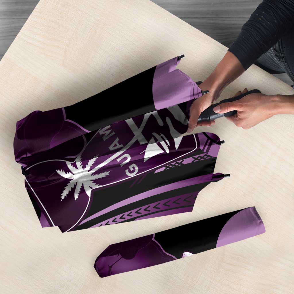 Purple Hafa Adai Guam Umbrella Chamorro Latte Stone Hand With Plumeria - Polynesian Pride