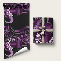 Purple Hafa Adai Guam Wrapping Paper Chamorro Latte Stone Hand With Plumeria - Polynesian Pride