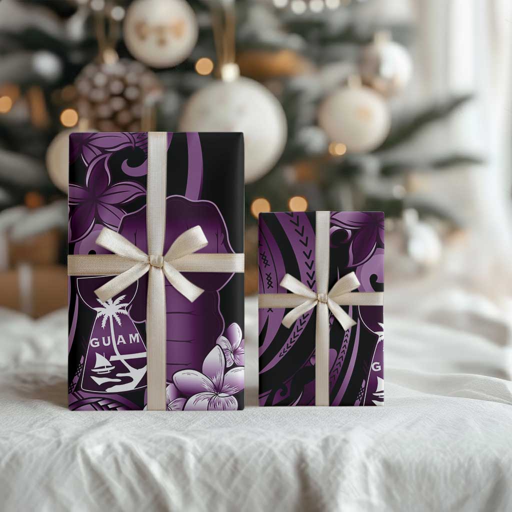 Purple Hafa Adai Guam Wrapping Paper Chamorro Latte Stone Hand With Plumeria - Polynesian Pride