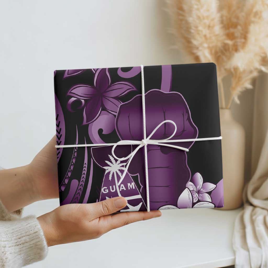 Purple Hafa Adai Guam Wrapping Paper Chamorro Latte Stone Hand With Plumeria - Polynesian Pride